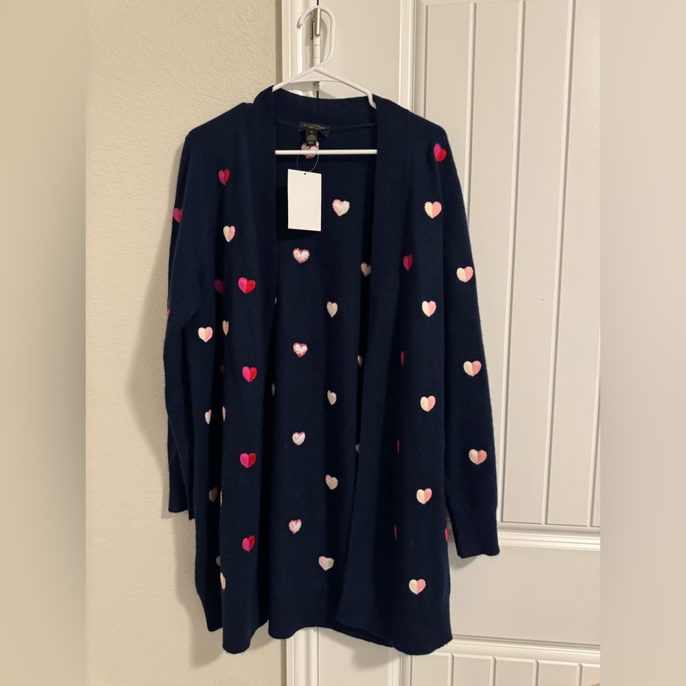 Charter Club Navy Cardigan with Heart Accents